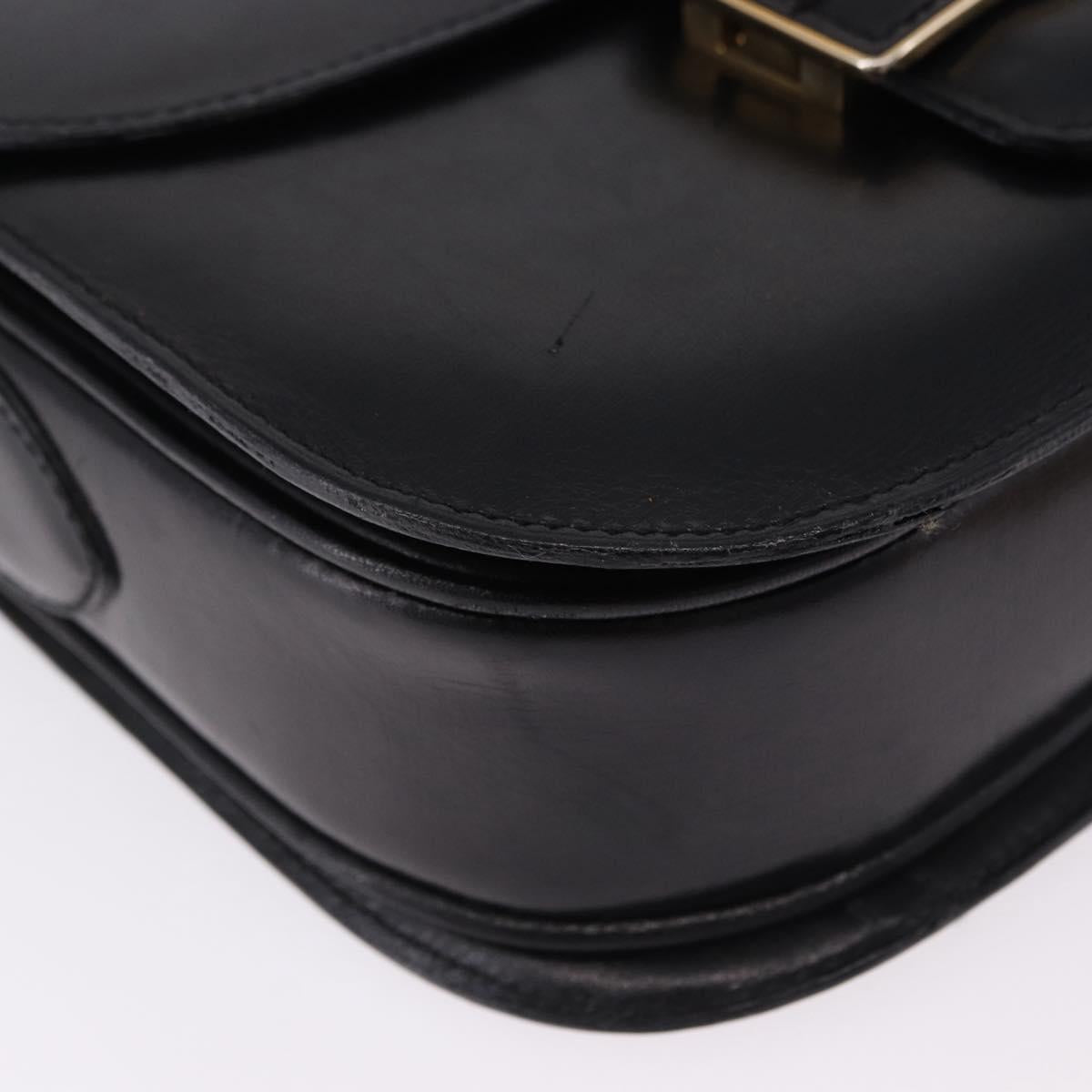 CELINE Horse Carriage Shoulder Bag Leather Black Auth 191795