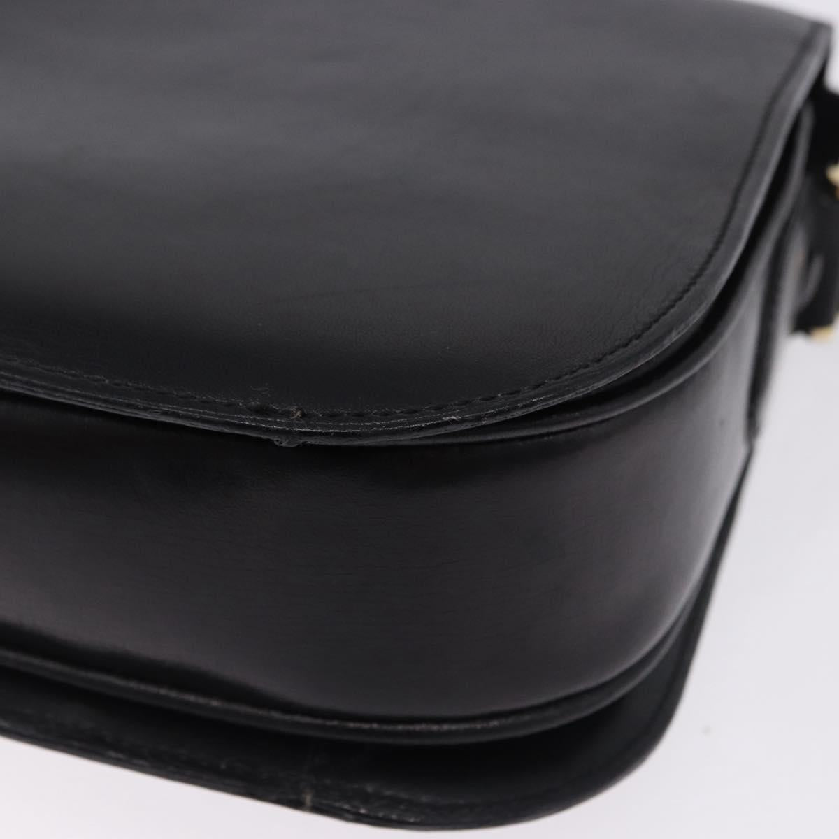 CELINE Horse Carriage Shoulder Bag Leather Black Auth 191795