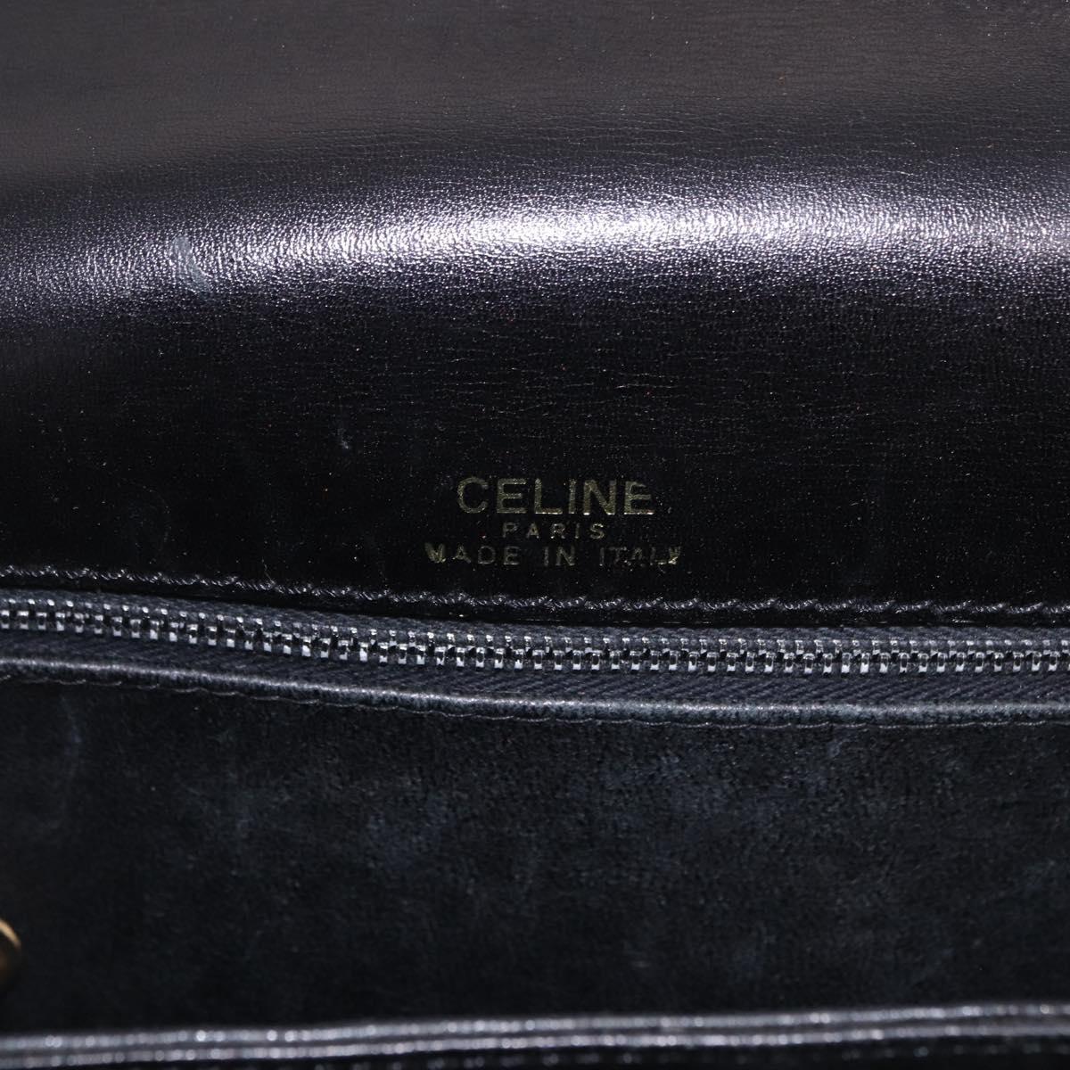 CELINE Horse Carriage Shoulder Bag Leather Black Auth 191795