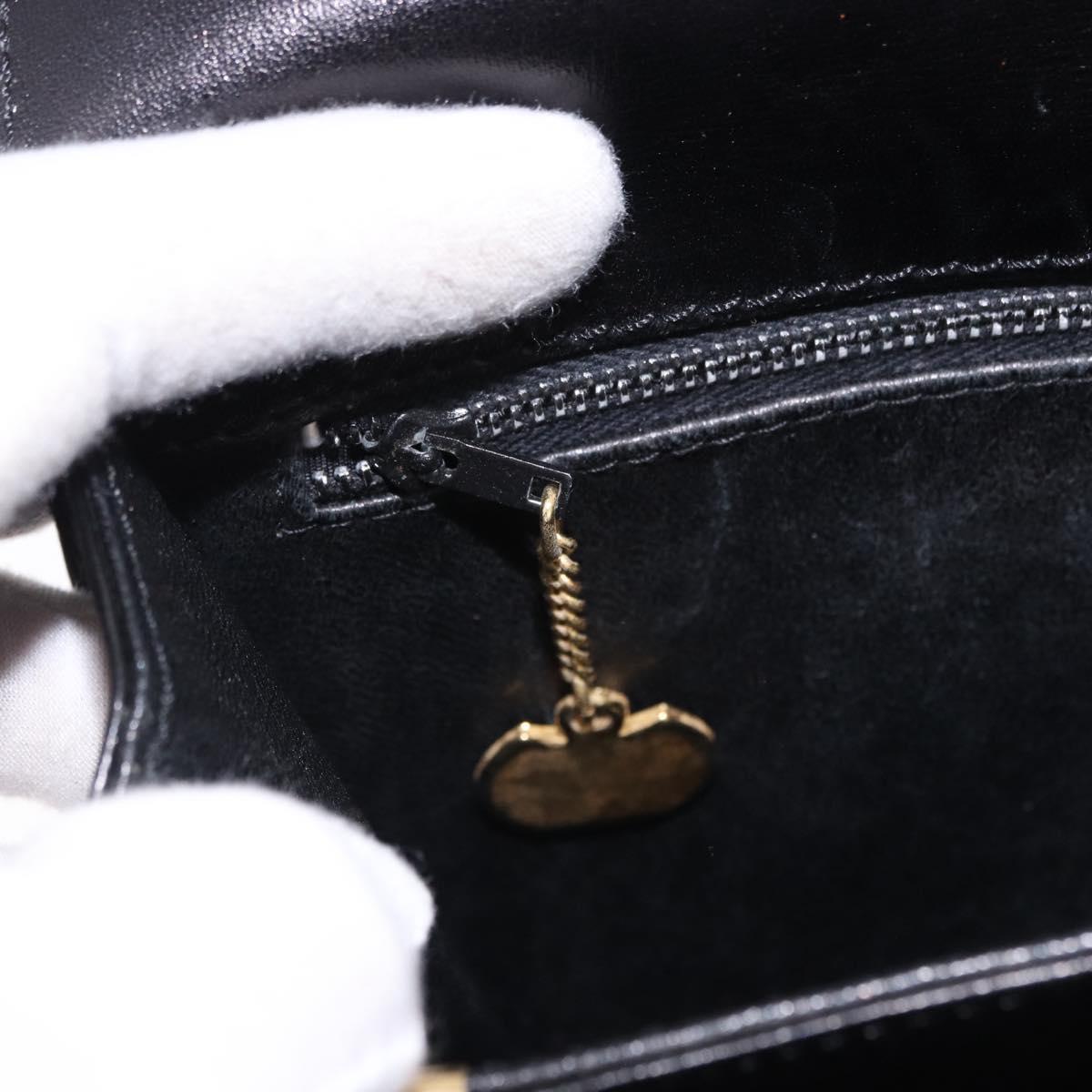 CELINE Horse Carriage Shoulder Bag Leather Black Auth 191795