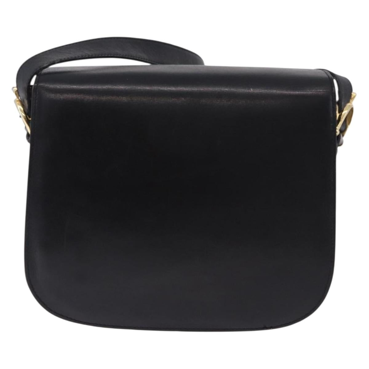 CELINE Horse Carriage Shoulder Bag Leather Black Auth 191795
