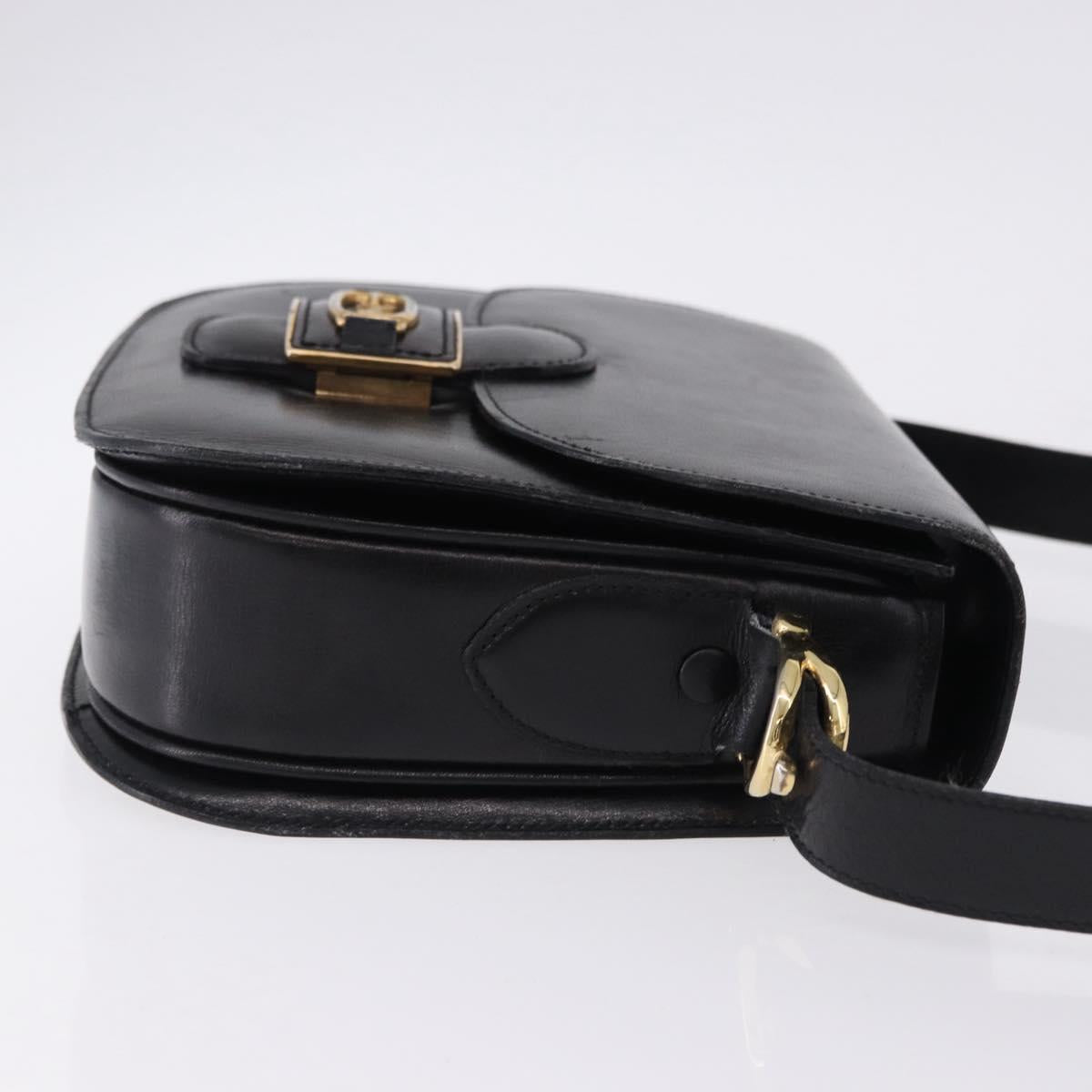 CELINE Horse Carriage Shoulder Bag Leather Black Auth 191795