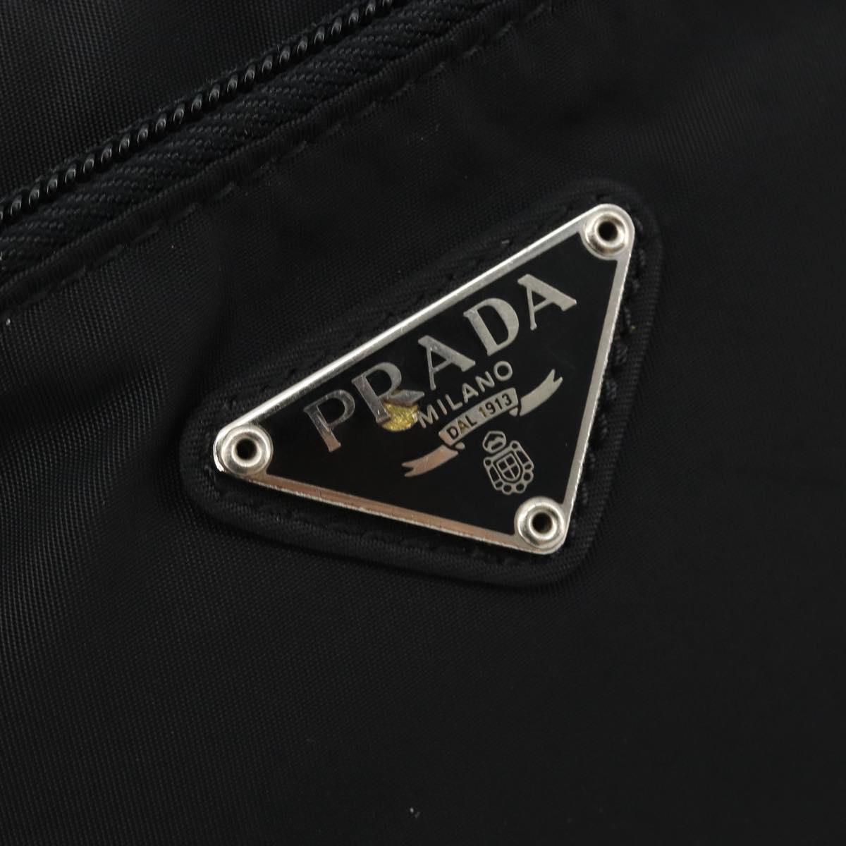 PRADA Shoulder Bag Nylon Black Silver Auth 191800V