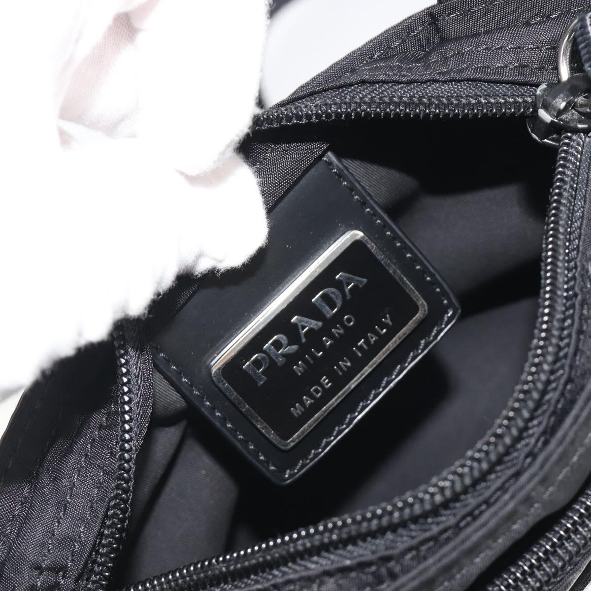 PRADA Shoulder Bag Nylon Black Silver Auth 191800V