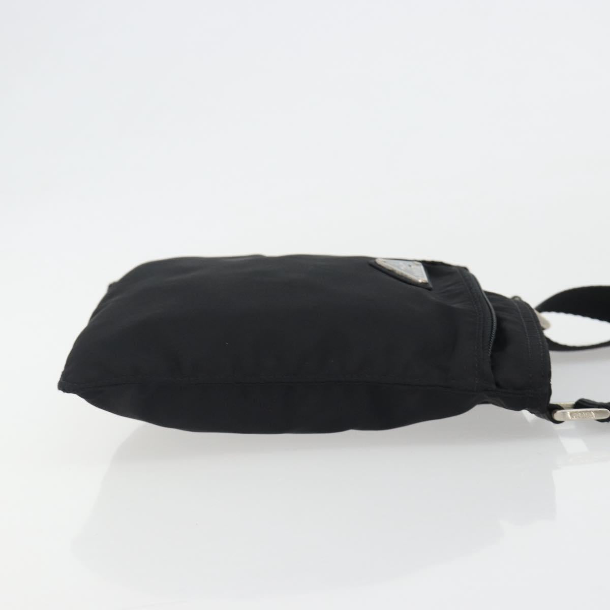 PRADA Shoulder Bag Nylon Black Silver Auth 191800V