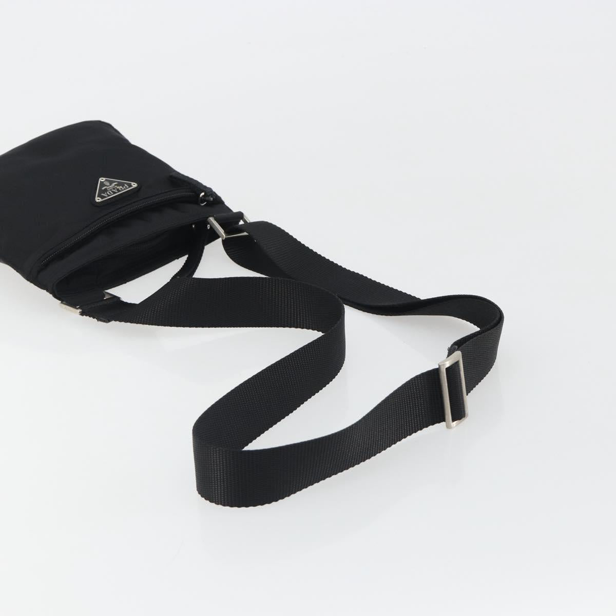PRADA Shoulder Bag Nylon Black Silver Auth 191800V