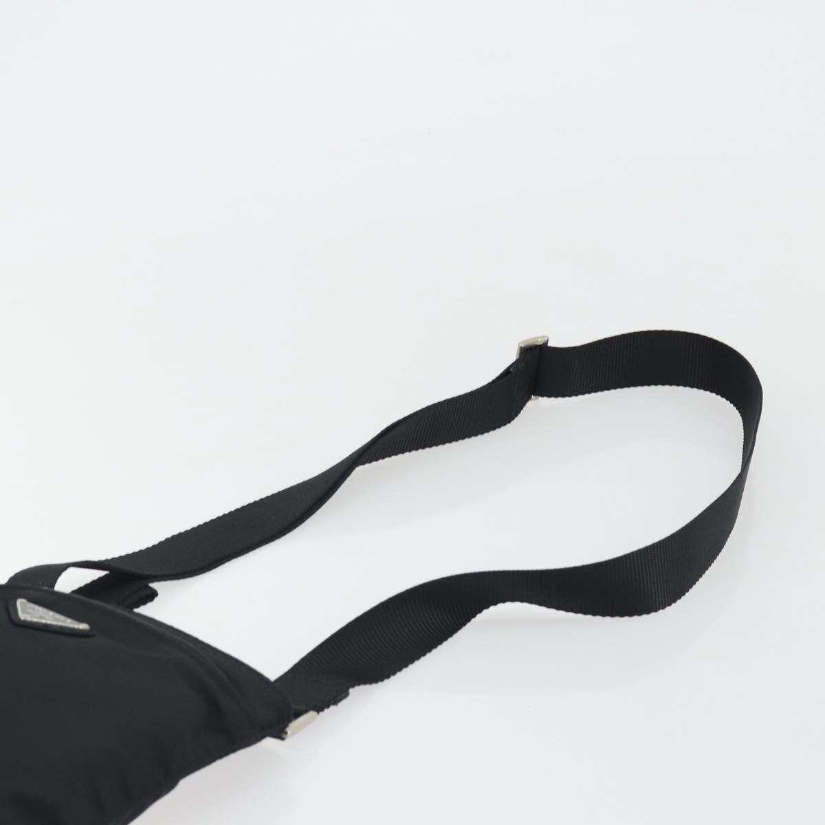 PRADA Shoulder Bag Nylon Black Silver Auth 191800V