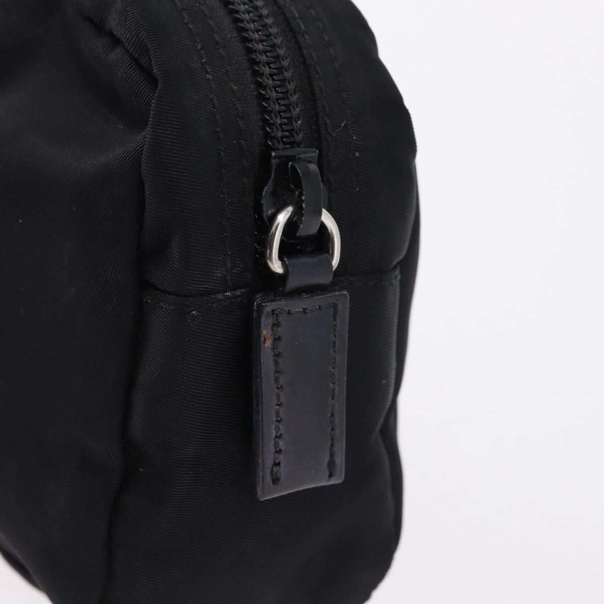 PRADA Pouch Nylon Black Silver Auth 191801