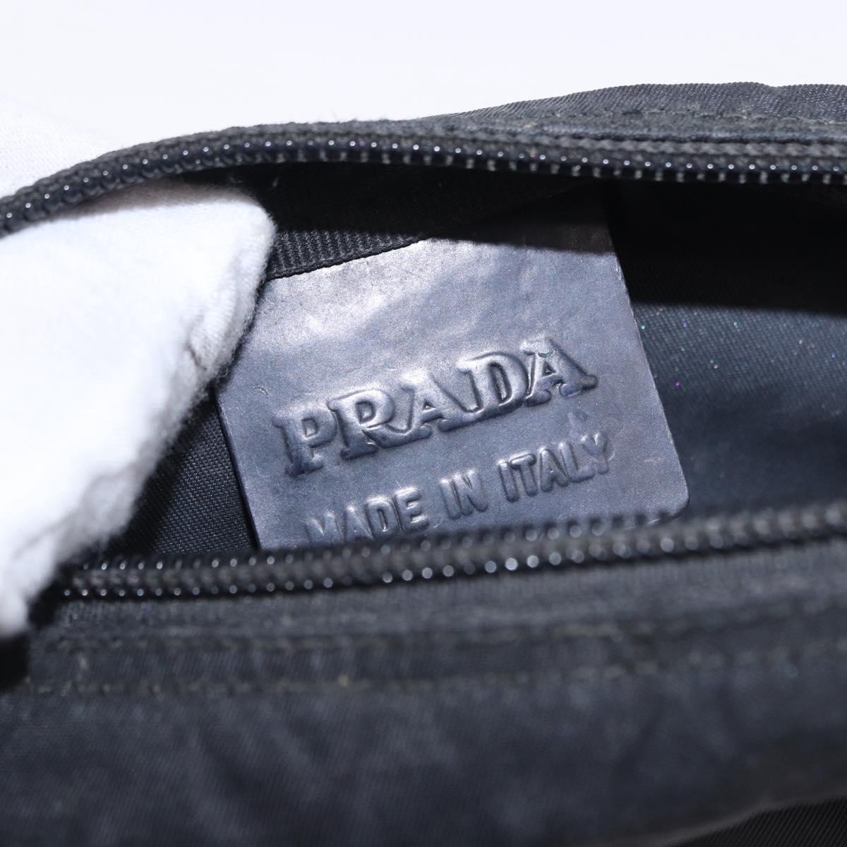 PRADA Pouch Nylon Black Silver Auth 191801