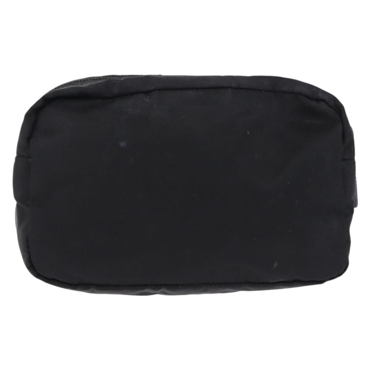 PRADA Pouch Nylon Black Silver Auth 191801