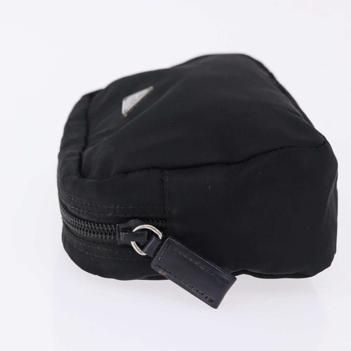 PRADA Pouch Nylon Black Silver Auth 191801
