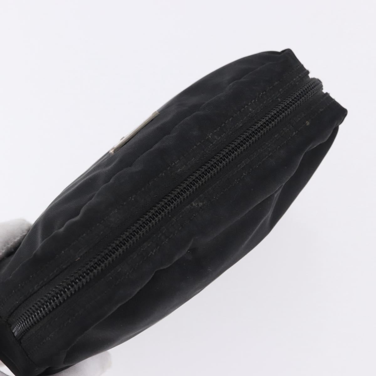PRADA Pouch Nylon Black Silver Auth 191801