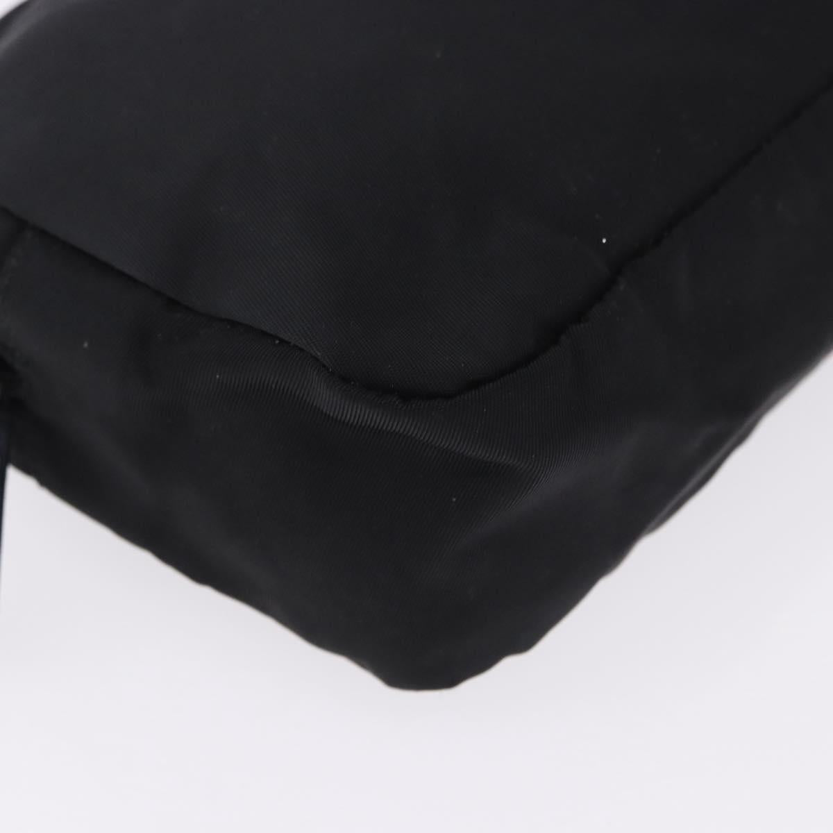 PRADA Pouch Nylon Black Silver Auth 191801