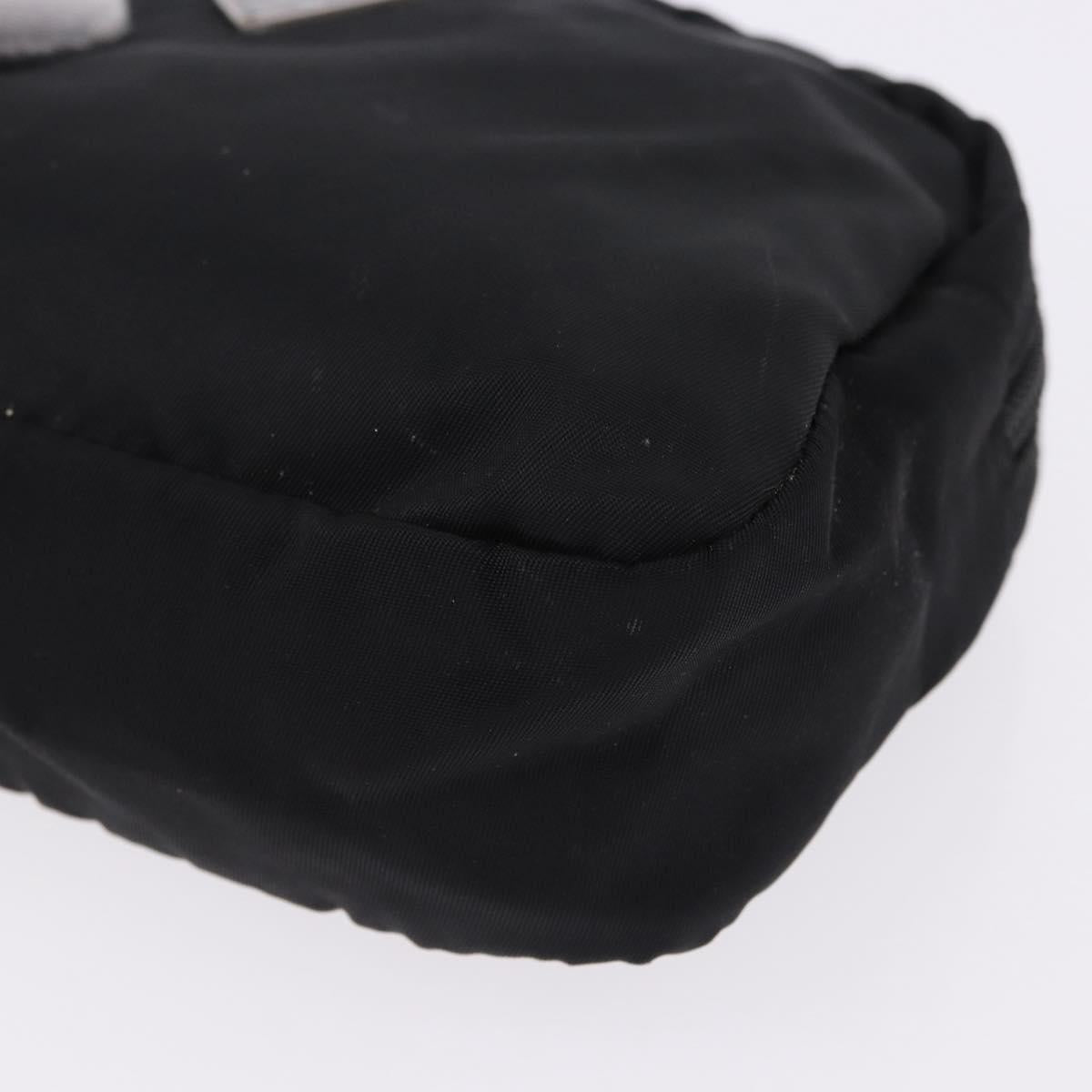 PRADA Pouch Nylon Black Silver Auth 191801
