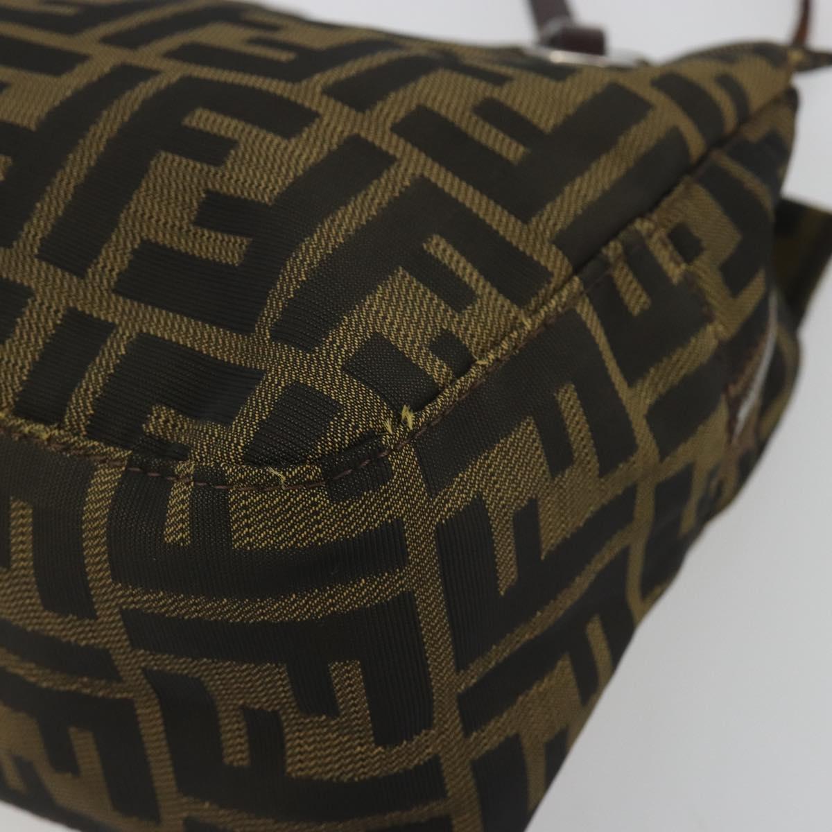 FENDI Zucca Canvas Tote Bag Brown Silver Auth 191803A