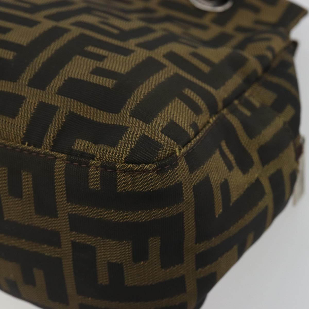 FENDI Zucca Canvas Tote Bag Brown Silver Auth 191803A