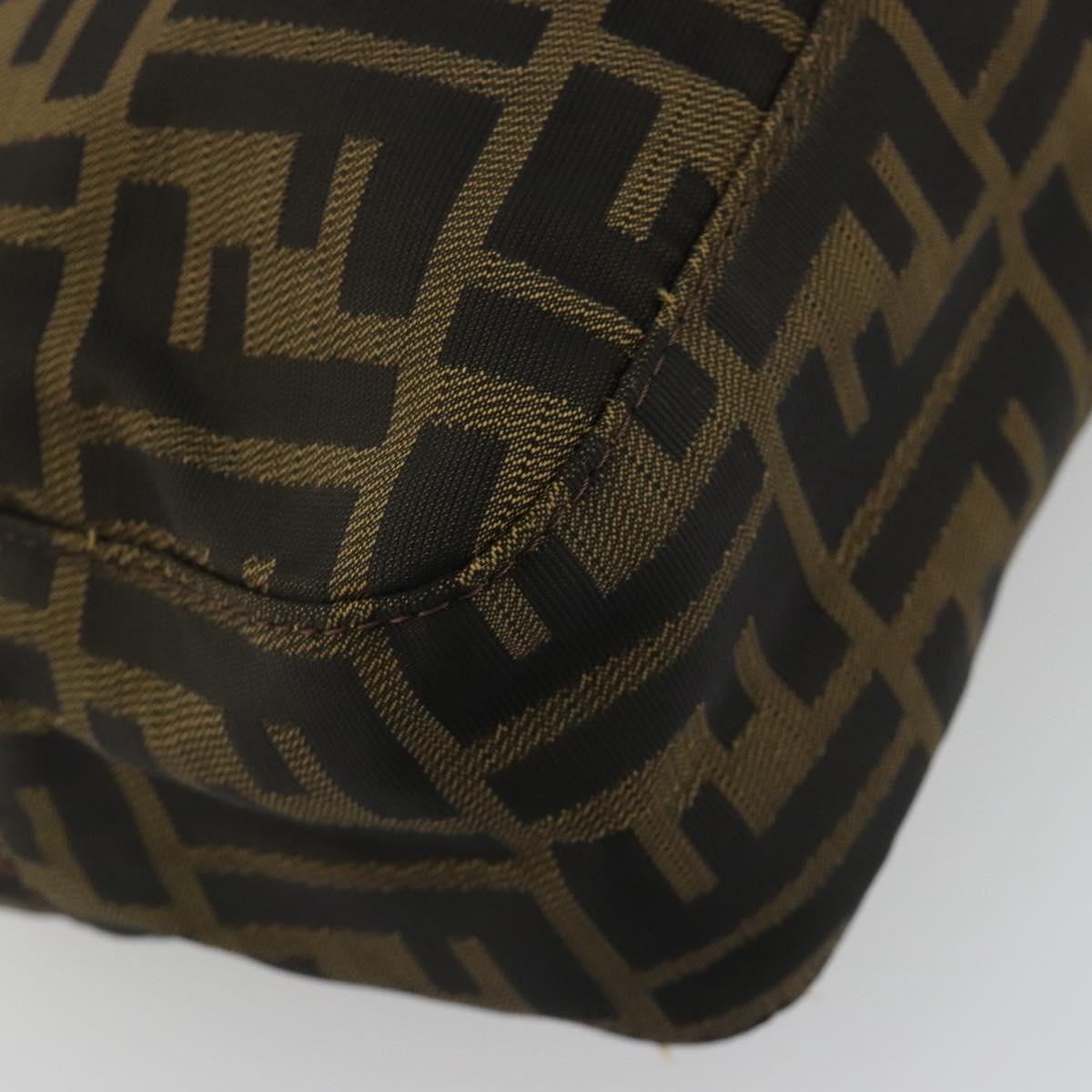 FENDI Zucca Canvas Tote Bag Brown Silver Auth 191803A