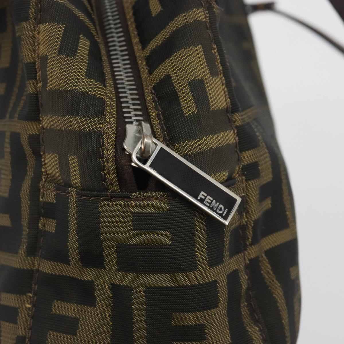 FENDI Zucca Canvas Tote Bag Brown Silver Auth 191803A