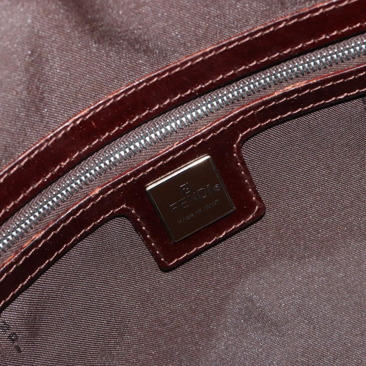 FENDI Zucca Canvas Tote Bag Brown Silver Auth 191803A