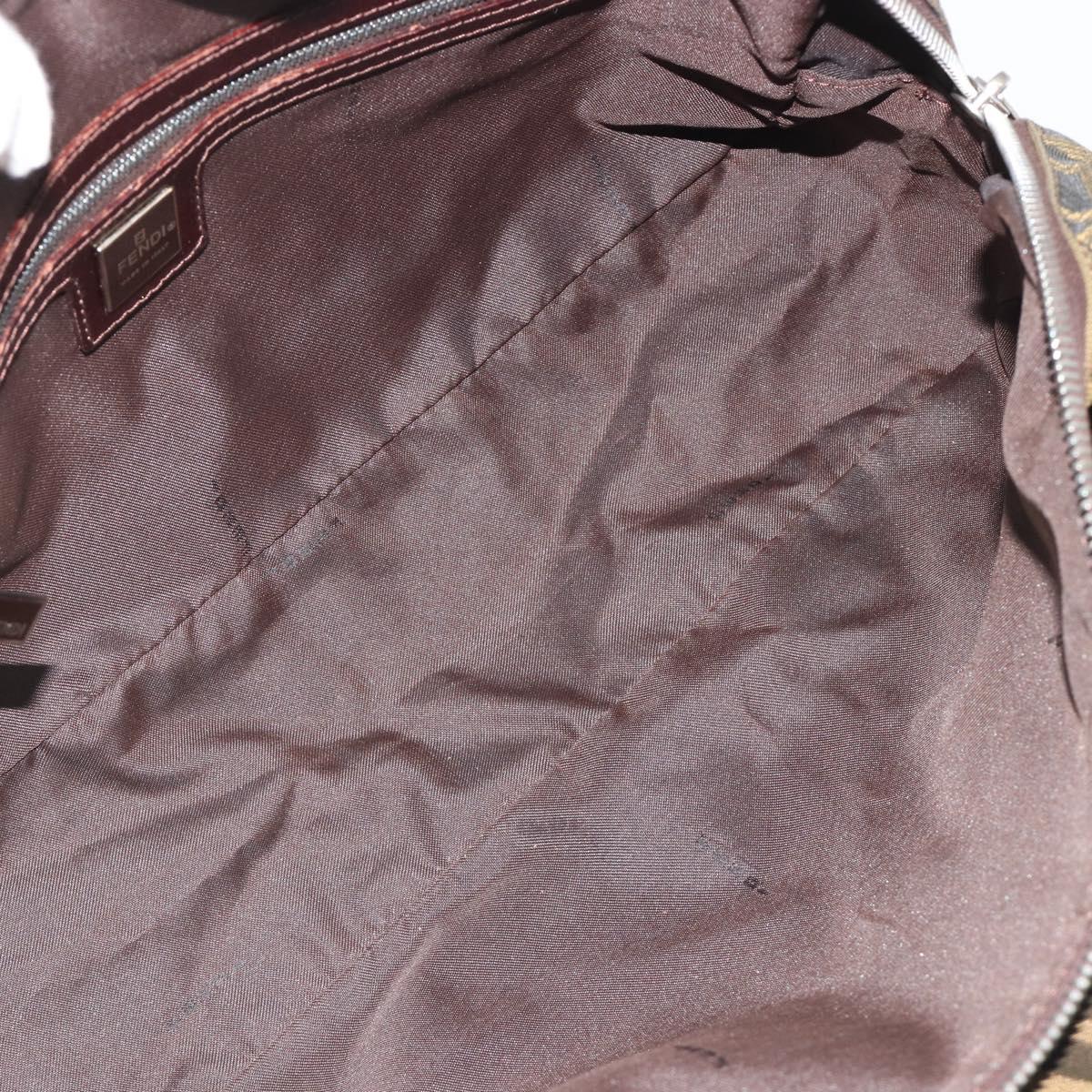 FENDI Zucca Canvas Tote Bag Brown Silver Auth 191803A