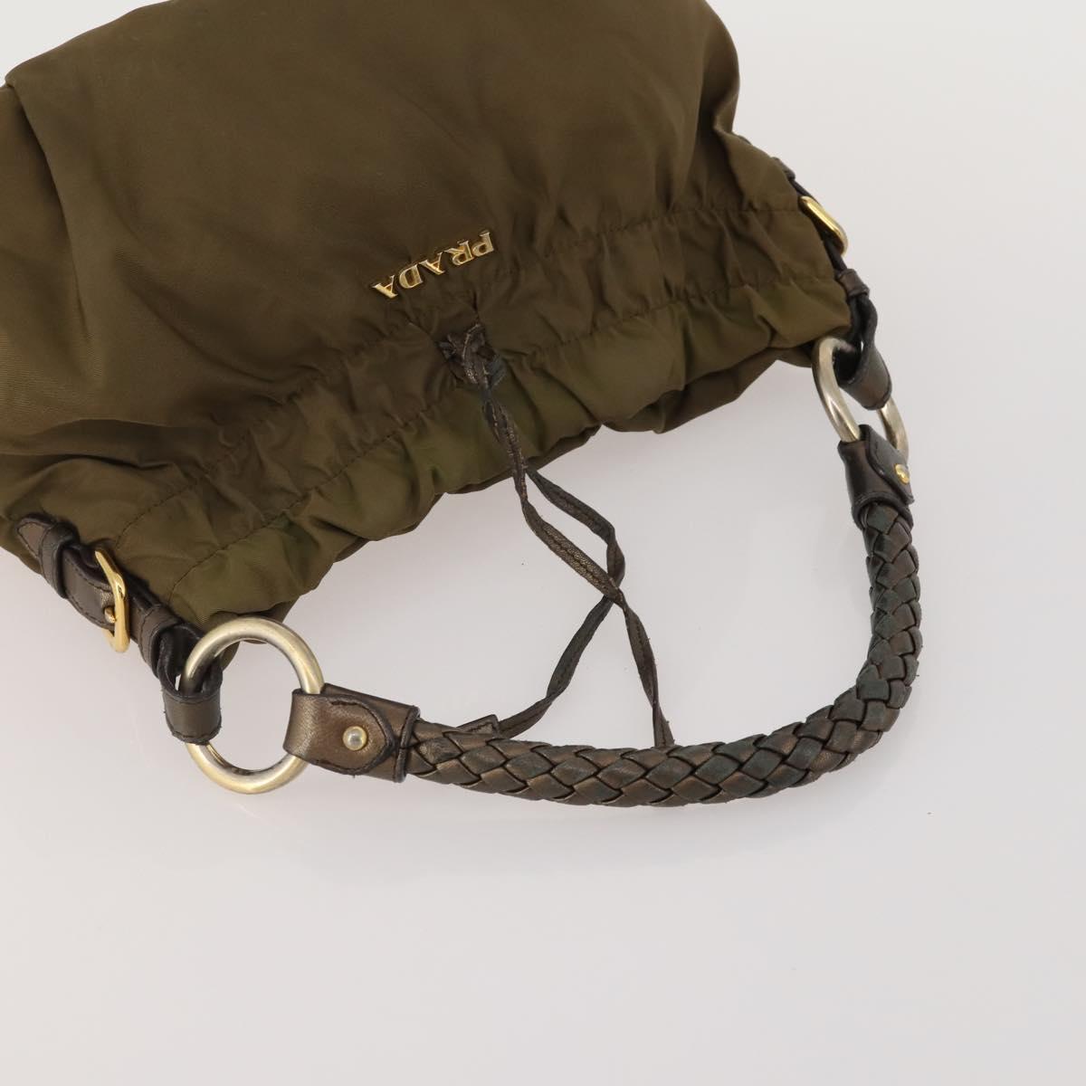 PRADA Boston Bag Hand Bag Nylon 3 Set Khaki Blue Auth 191805