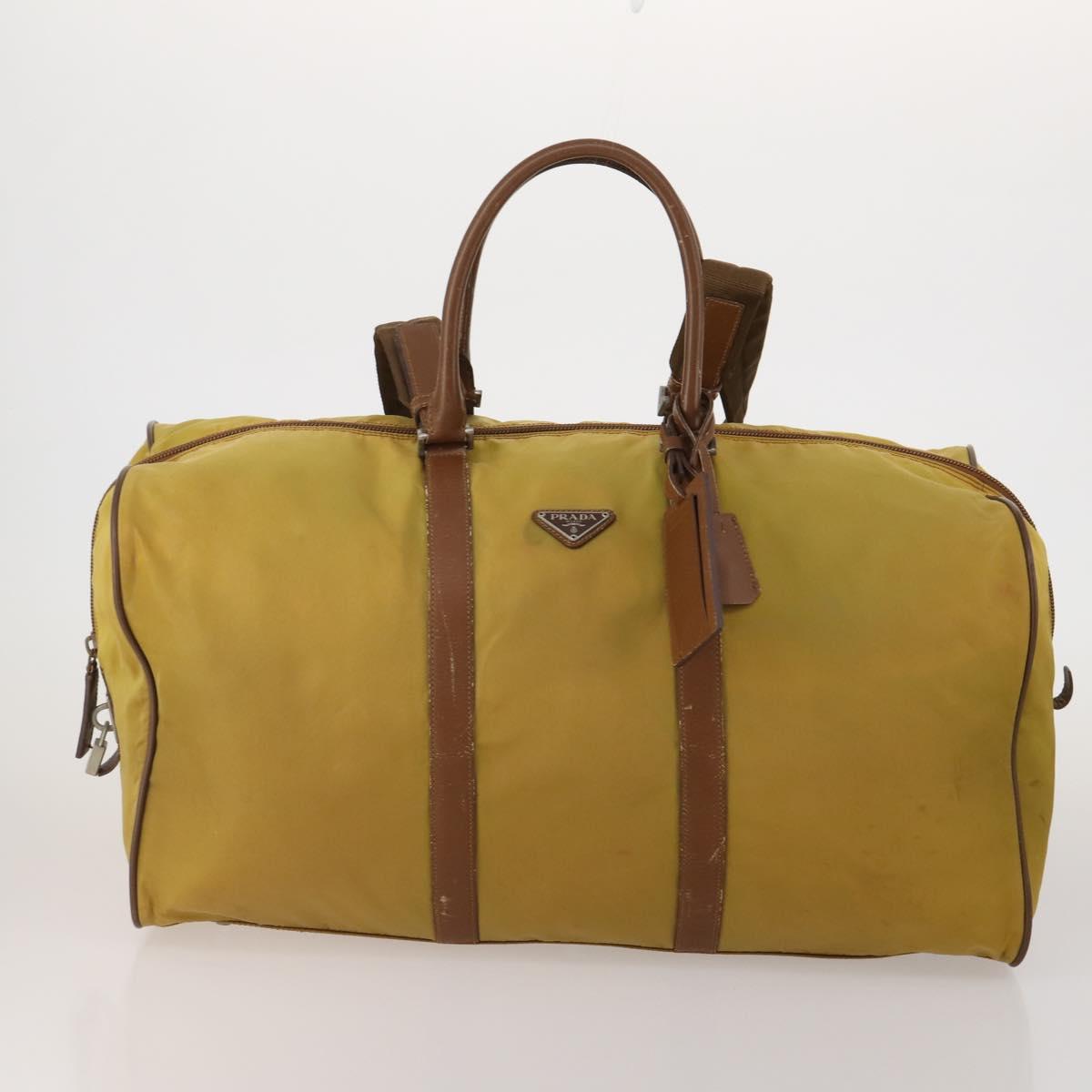 PRADA Boston Bag Hand Bag Nylon 3 Set Khaki Blue Auth 191805