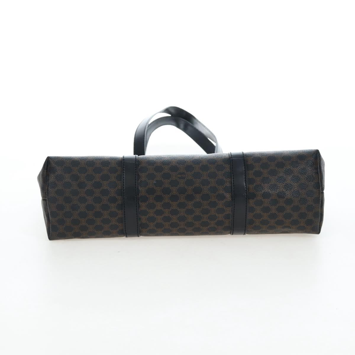 CELINE Macadam Canvas Hand Bag PVC Leather Black Gold Auth 191811V
