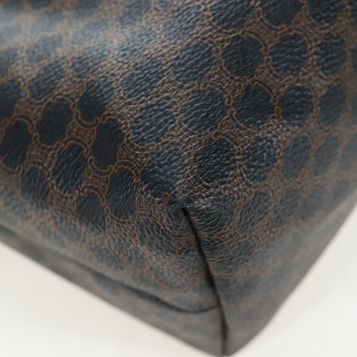 CELINE Macadam Canvas Hand Bag PVC Leather Black Gold Auth 191811V