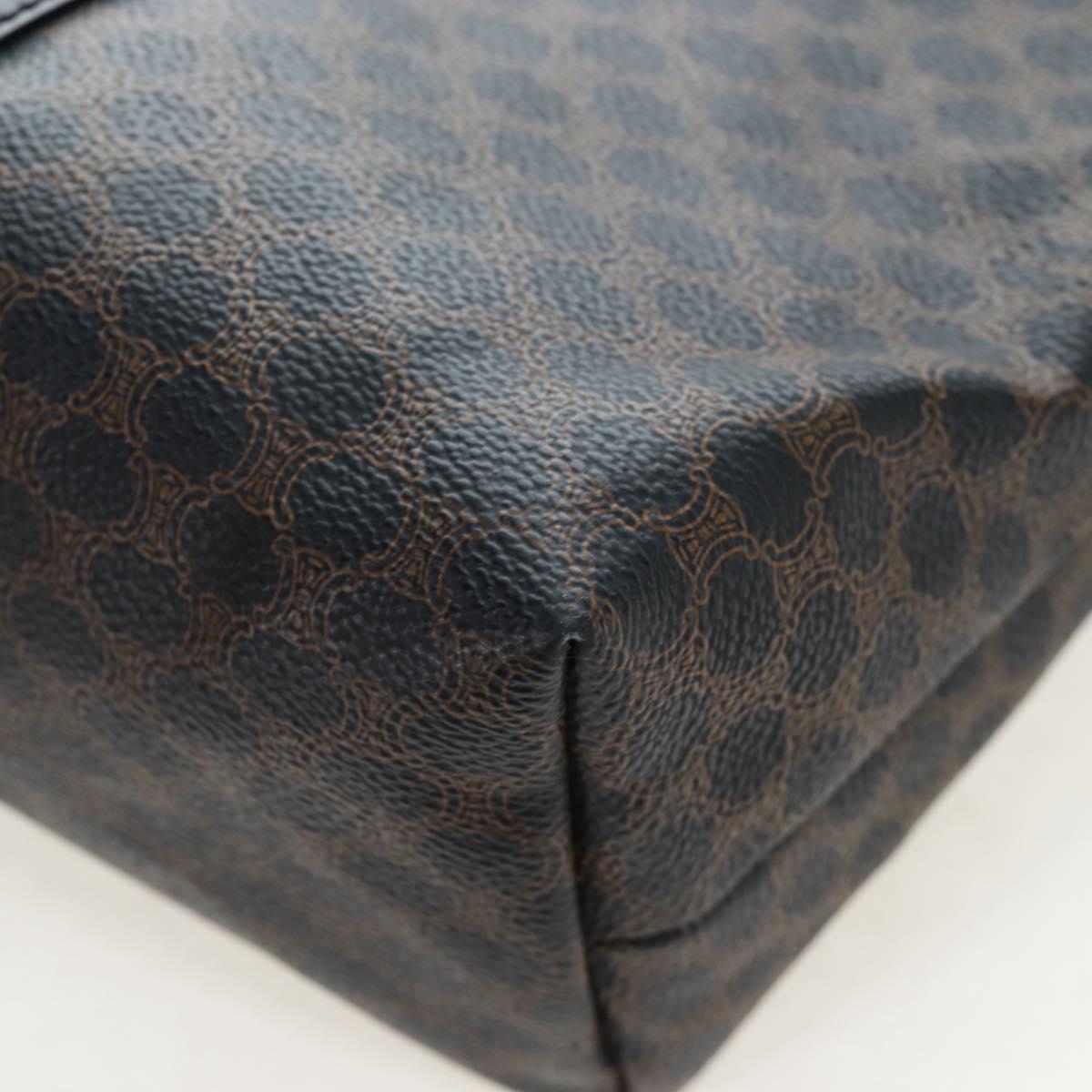 CELINE Macadam Canvas Hand Bag PVC Leather Black Gold Auth 191811V