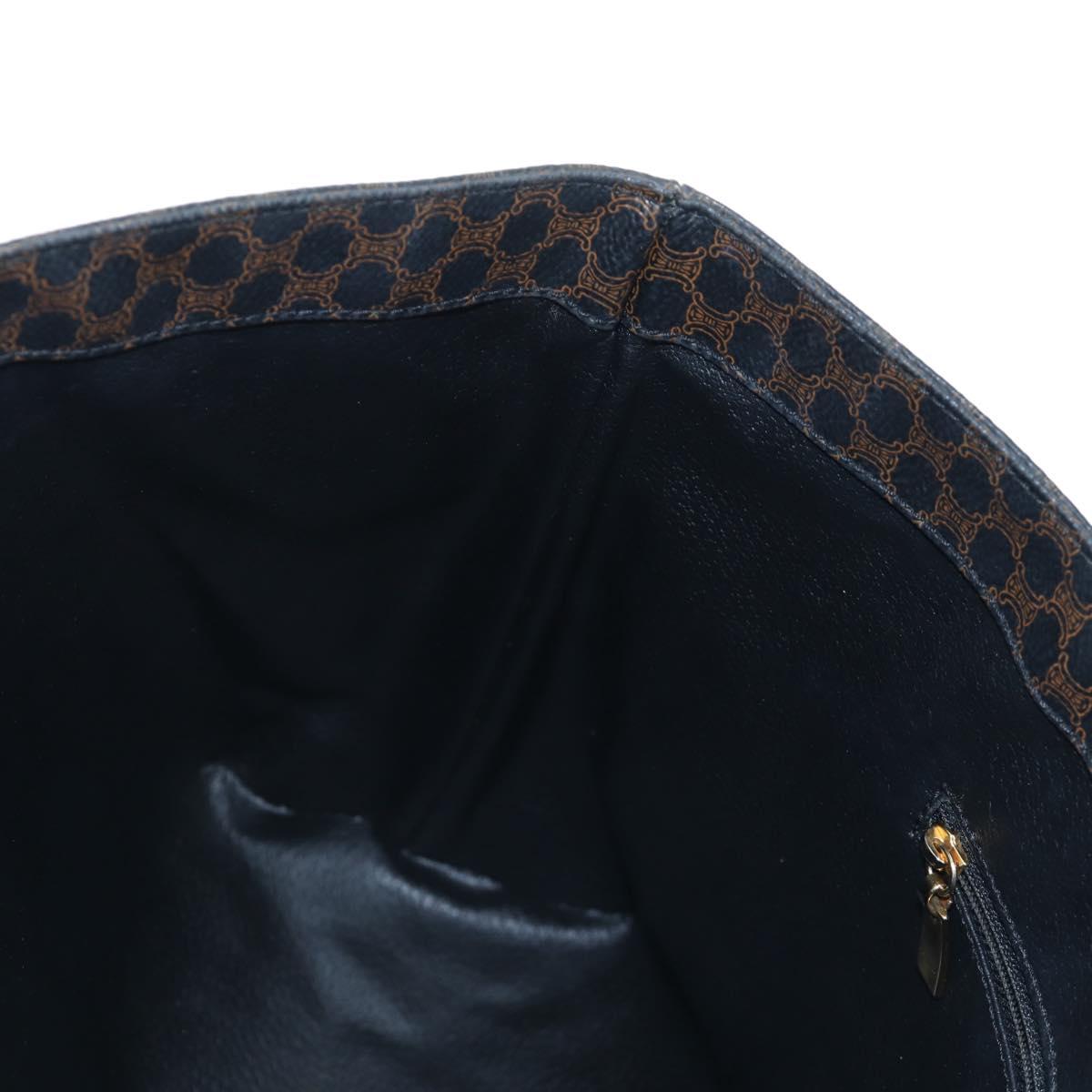 CELINE Macadam Canvas Hand Bag PVC Leather Black Gold Auth 191811V
