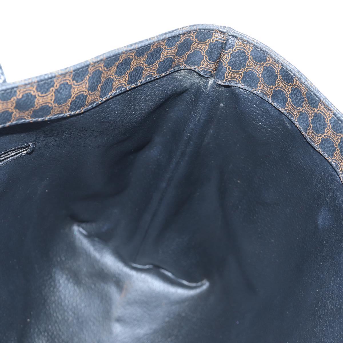 CELINE Macadam Canvas Hand Bag PVC Leather Black Gold Auth 191811V
