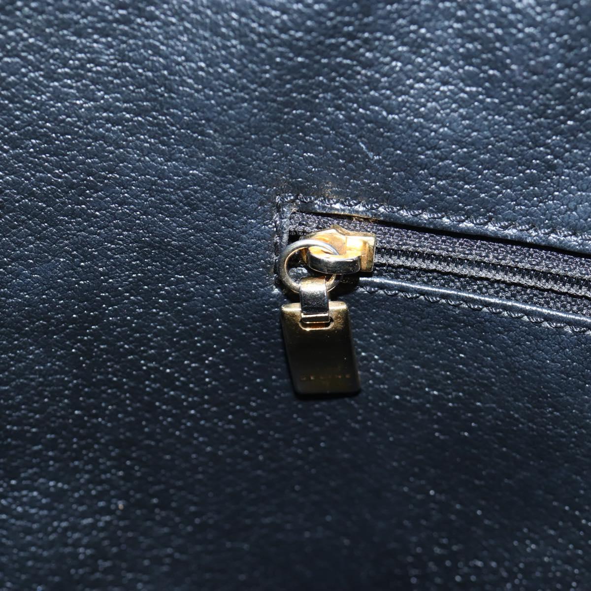CELINE Macadam Canvas Hand Bag PVC Leather Black Gold Auth 191811V