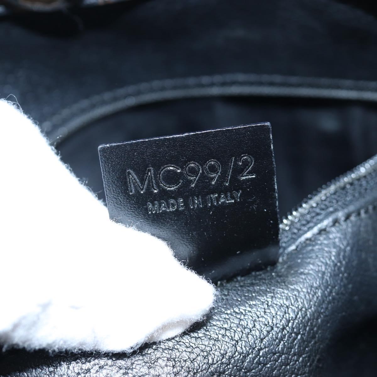 CELINE Macadam Canvas Hand Bag PVC Leather Black Gold Auth 191811V