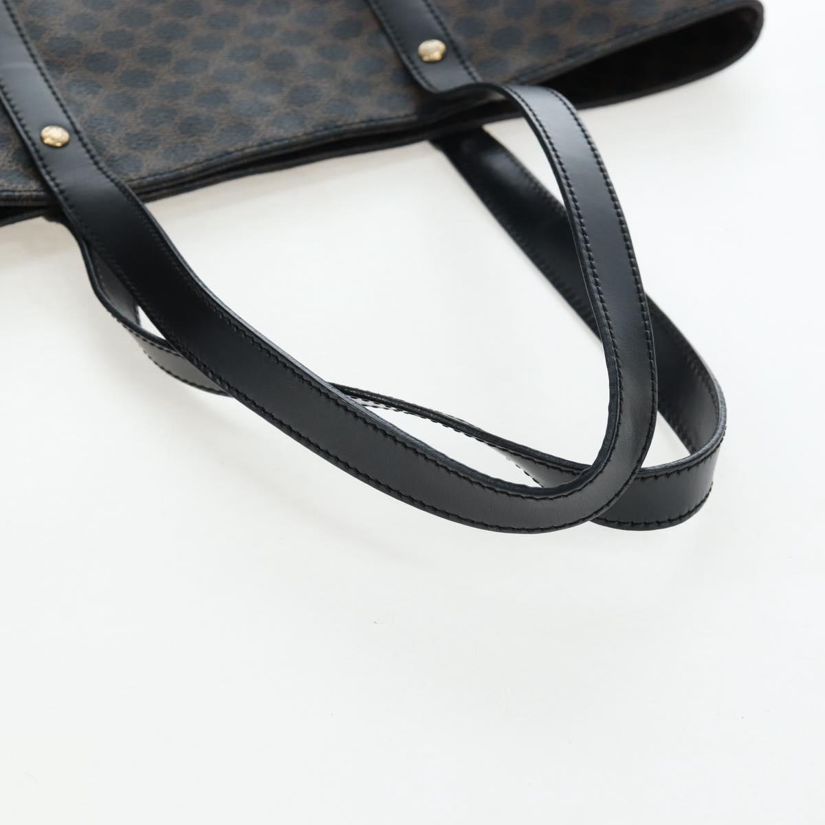 CELINE Macadam Canvas Hand Bag PVC Leather Black Gold Auth 191811V