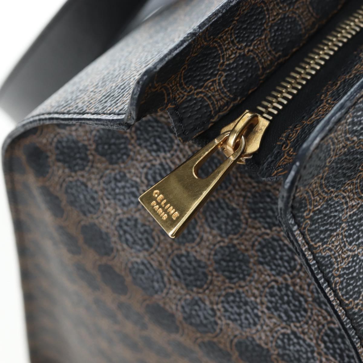 CELINE Macadam Canvas Tote Bag PVC Leather Black Gold Auth 191812V