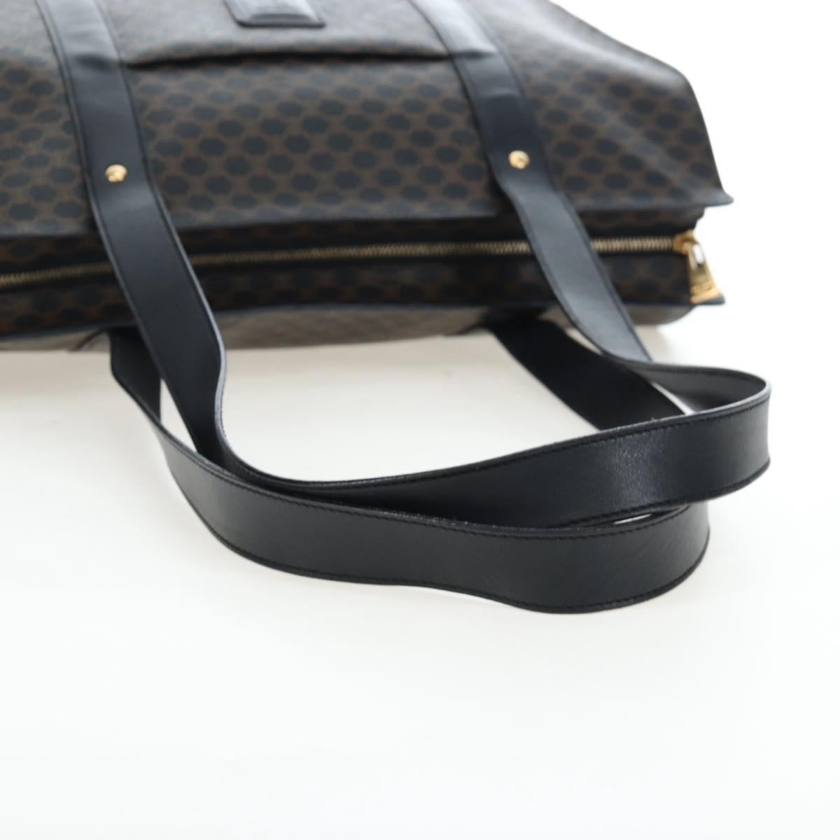 CELINE Macadam Canvas Tote Bag PVC Leather Black Gold Auth 191812V