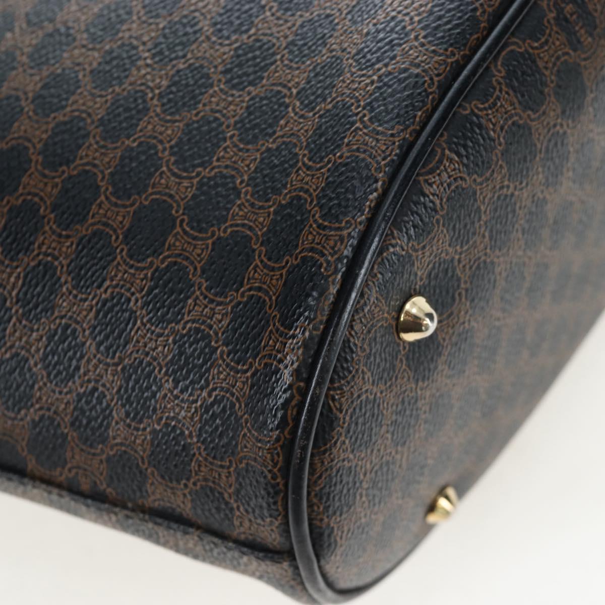 CELINE Macadam Canvas Hand Bag PVC Leather Black Gold Auth 191813V