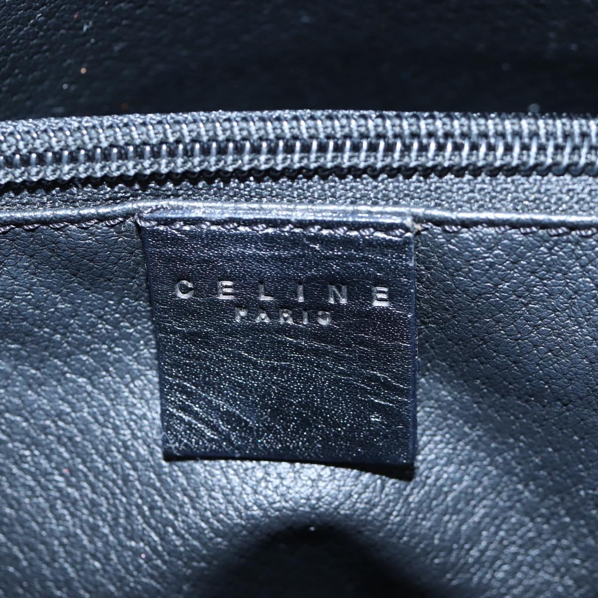 CELINE Macadam Canvas Hand Bag PVC Leather Black Gold Auth 191813V