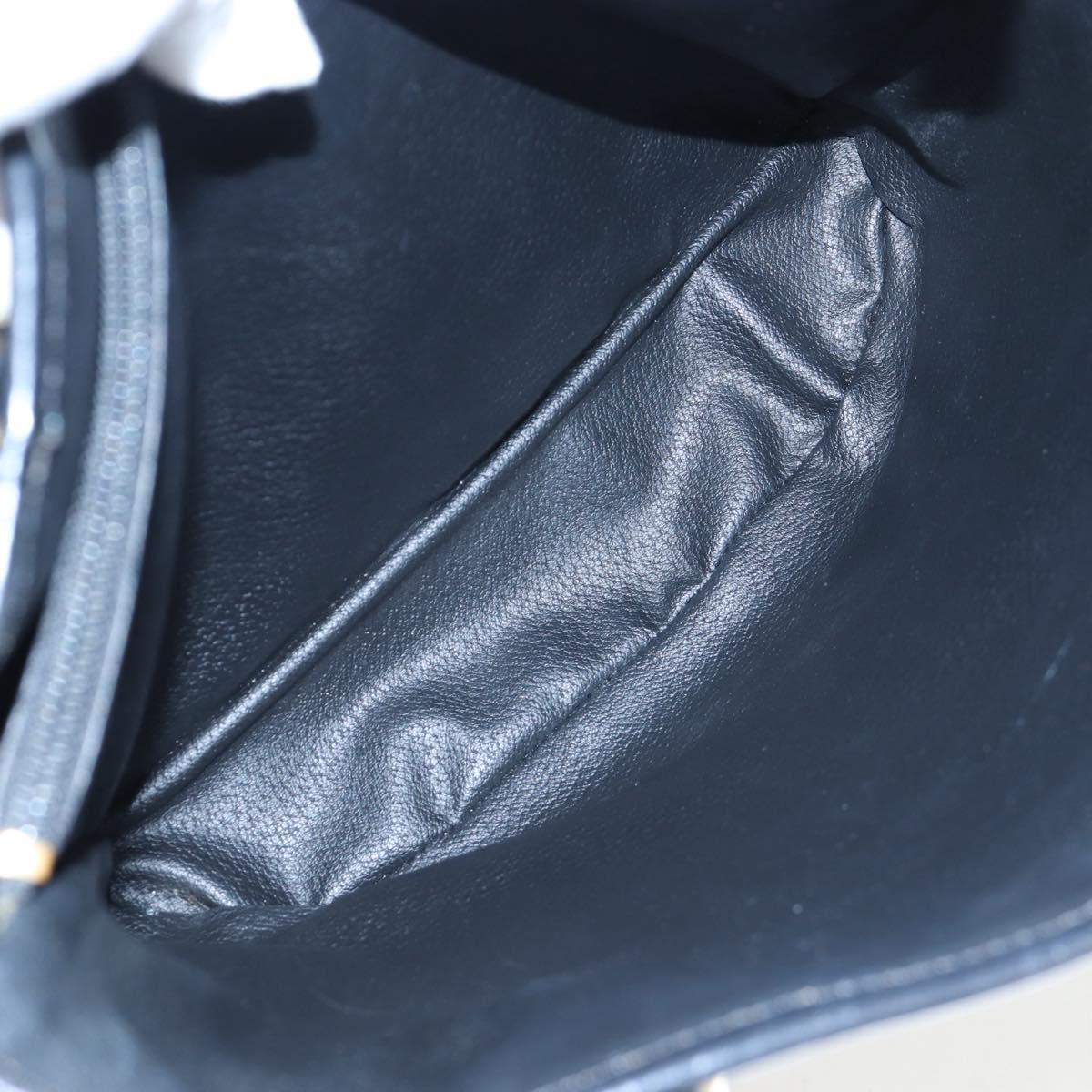 CELINE Macadam Canvas Hand Bag PVC Leather Black Gold Auth 191813V