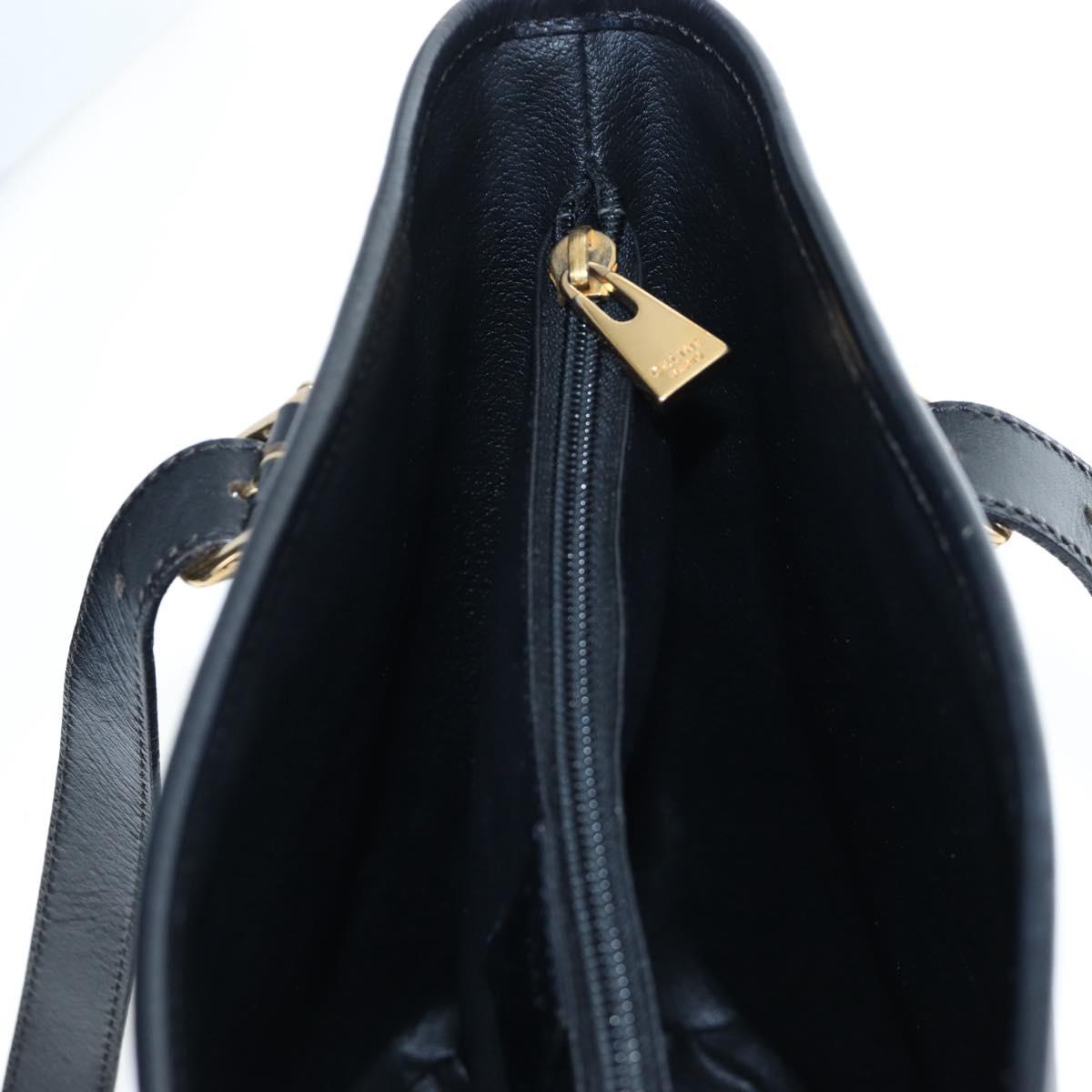 CELINE Macadam Canvas Hand Bag PVC Leather Black Gold Auth 191813V