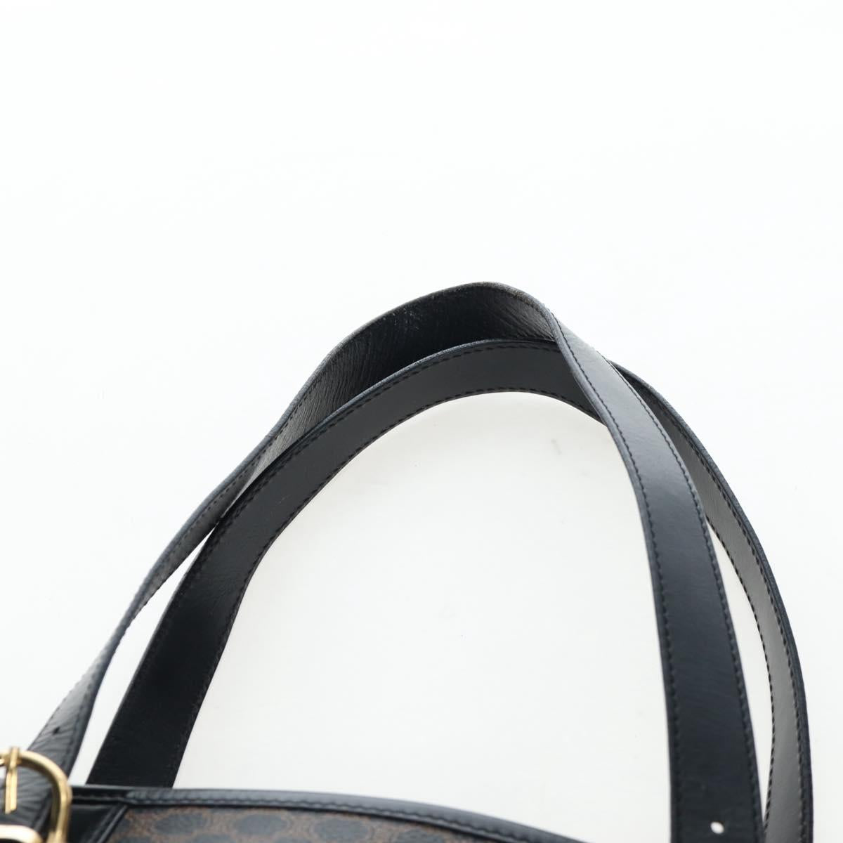 CELINE Macadam Canvas Hand Bag PVC Leather Black Gold Auth 191813V