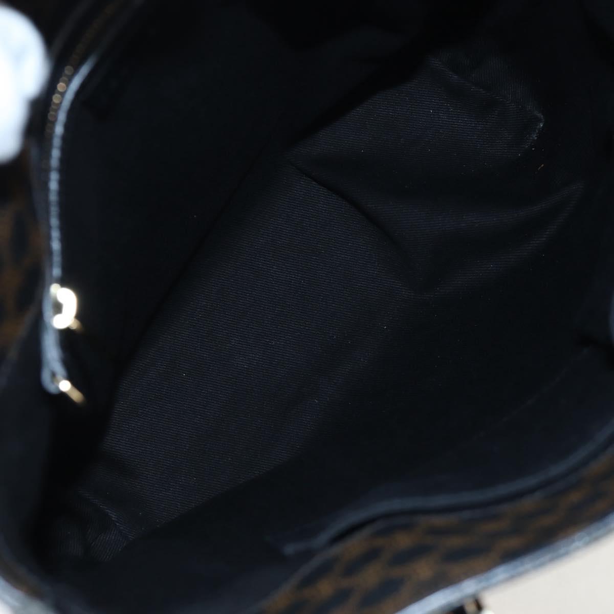CELINE Macadam Canvas Tote Bag PVC Leather Black Gold Auth 191814V