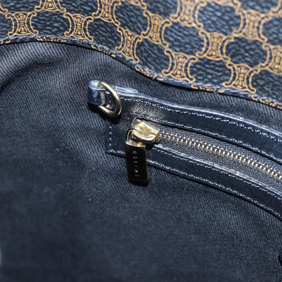 CELINE Macadam Canvas Tote Bag PVC Leather Black Gold Auth 191814V