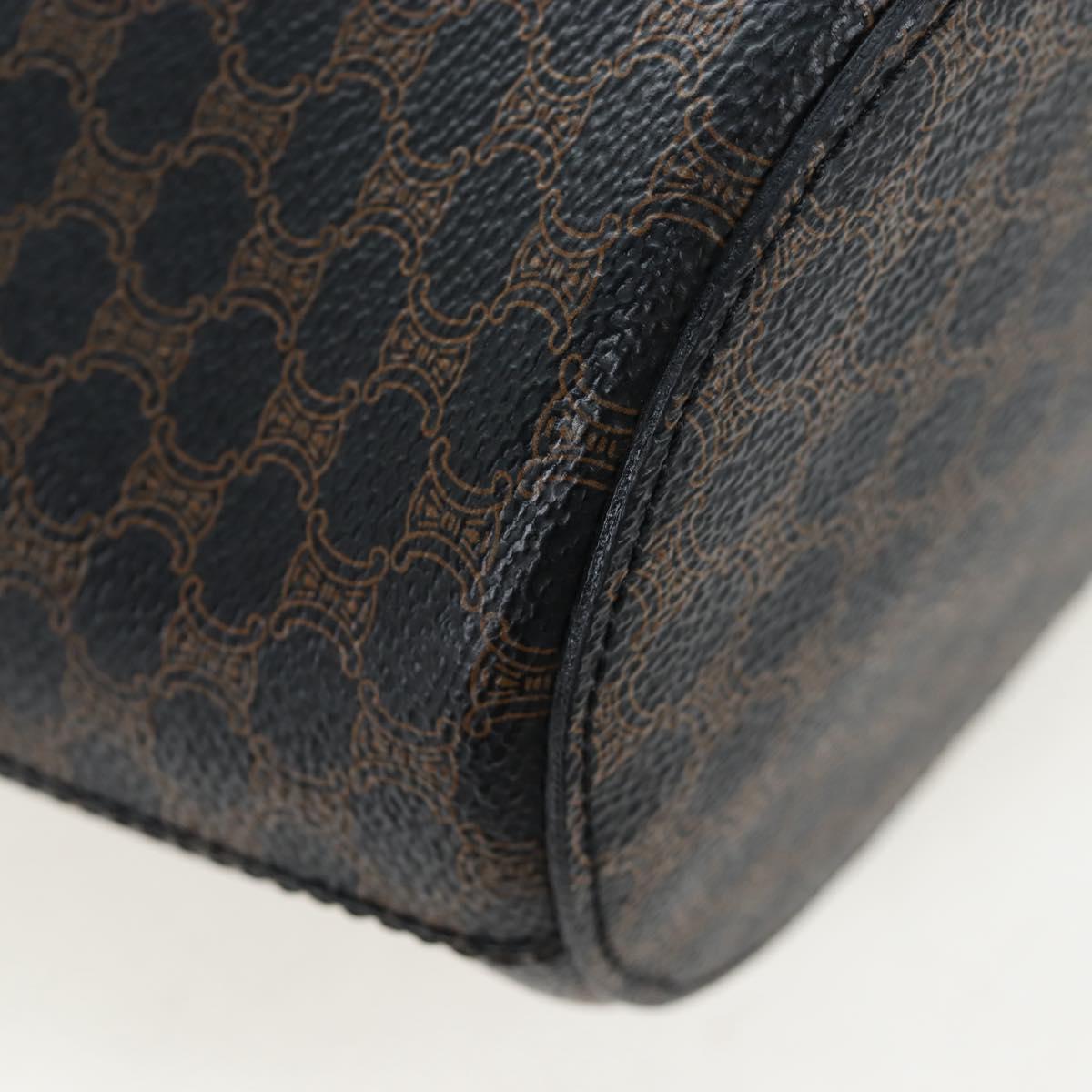 CELINE Macadam Canvas Tote Bag PVC Leather Black Gold Auth 191815V