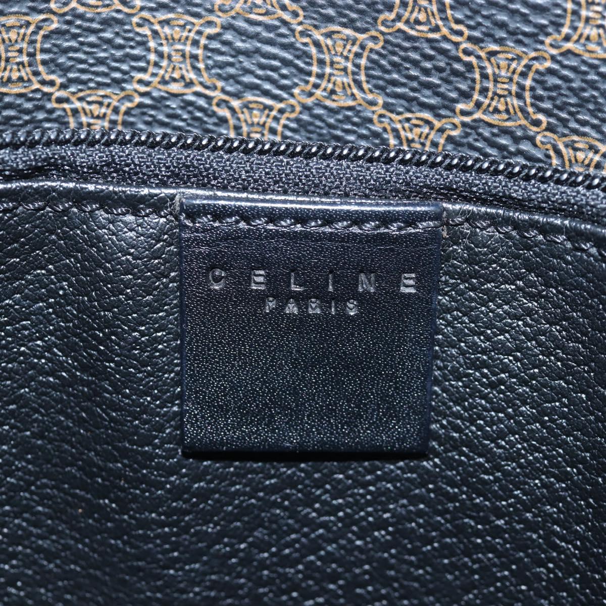 CELINE Macadam Canvas Tote Bag PVC Leather Black Gold Auth 191815V