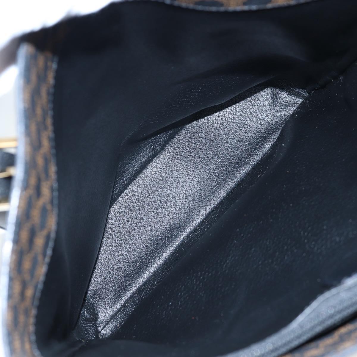 CELINE Macadam Canvas Tote Bag PVC Leather Black Gold Auth 191815V