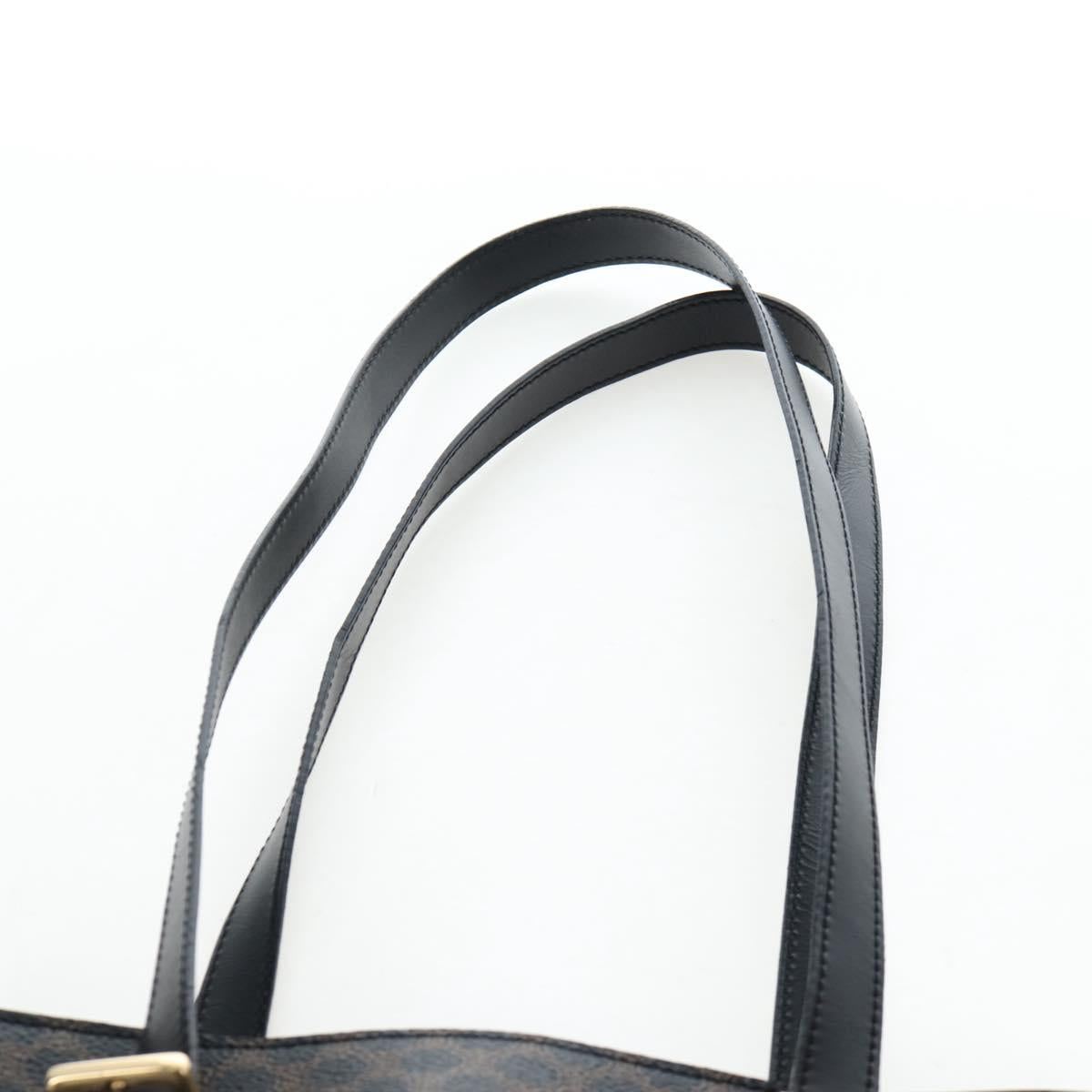 CELINE Macadam Canvas Tote Bag PVC Leather Black Gold Auth 191815V