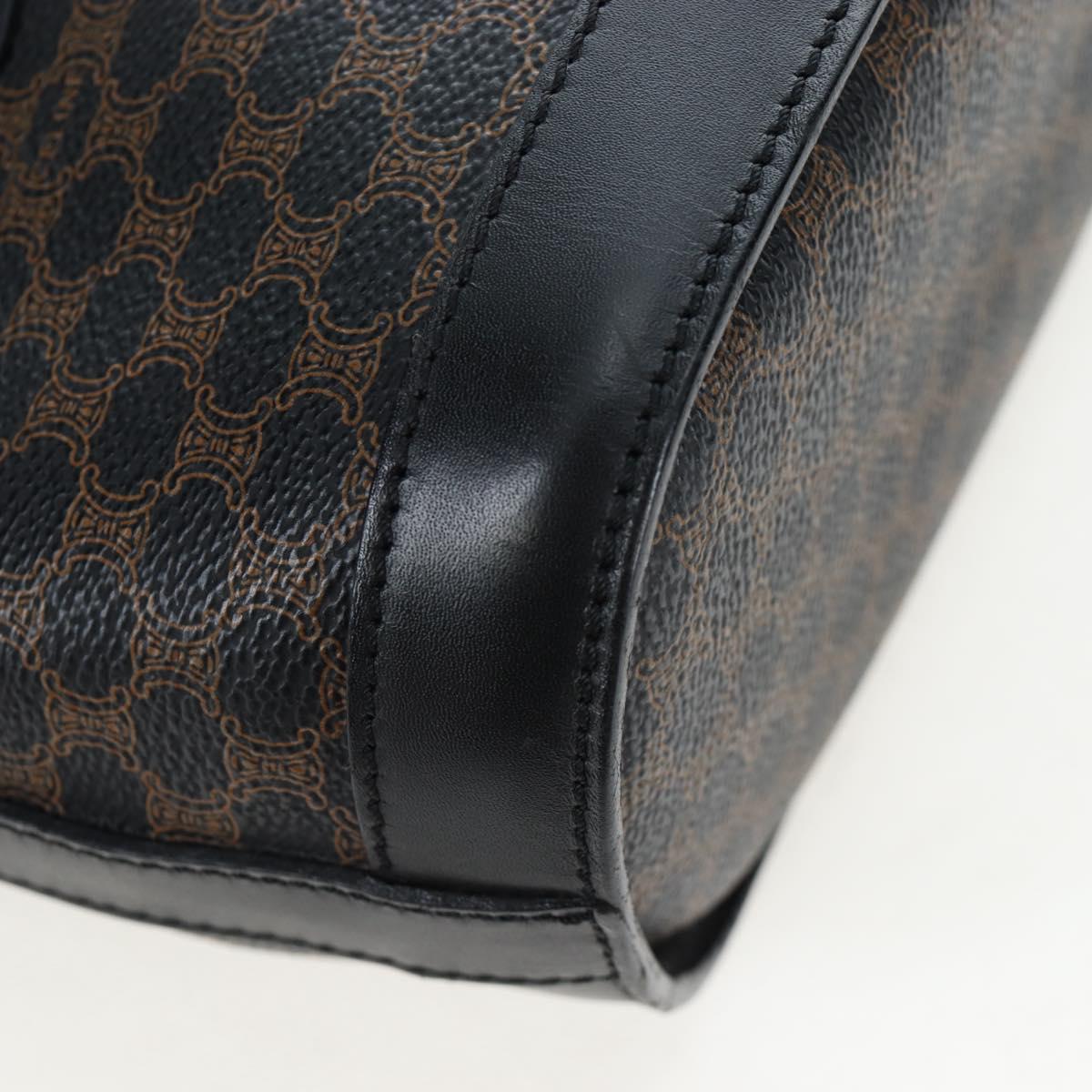 CELINE Macadam Canvas Hand Bag PVC Leather Black Gold Auth 191816V