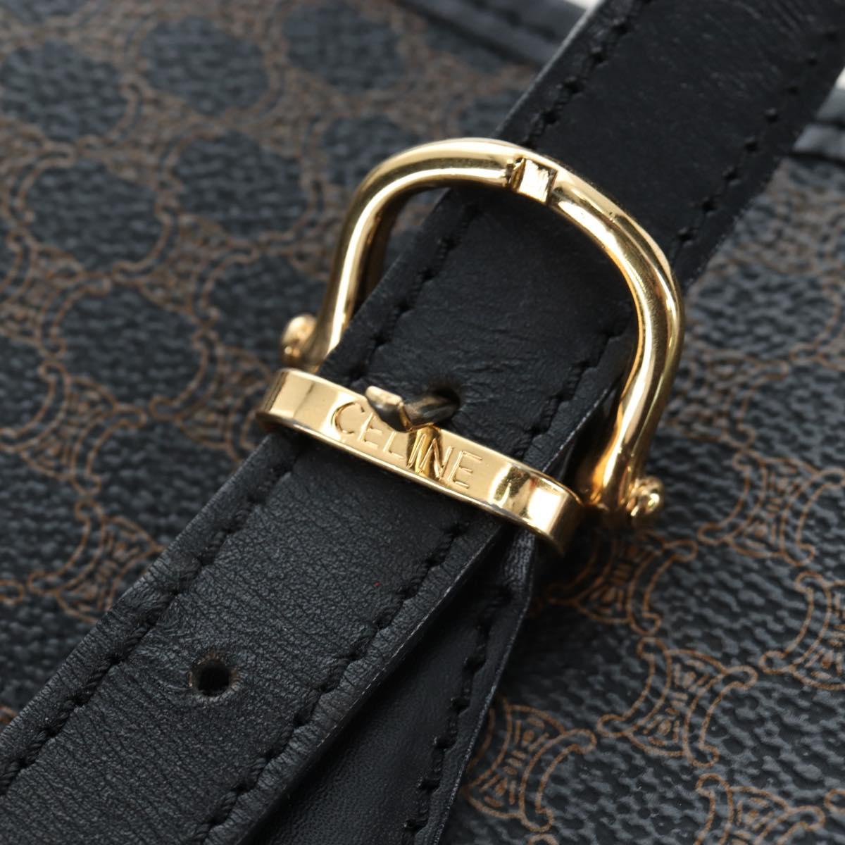 CELINE Macadam Canvas Hand Bag PVC Leather Black Gold Auth 191816V