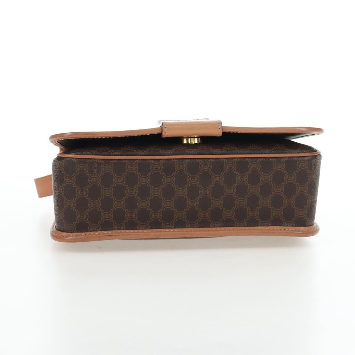 CELINE Macadam Canvas Shoulder Bag PVC Leather Brown Gold Auth 191817V